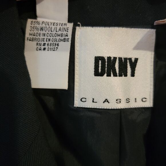 DKNY Womens Blazer Size 4 Navy Blue Wool Blend Classic Jacket Dark Academia - Picture 8 of 8